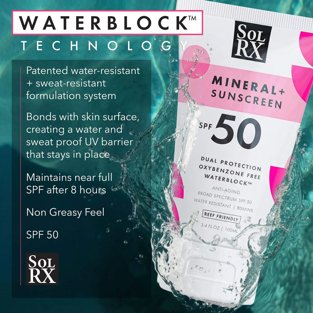 Mineral sunscreen active ingredients infographic featuring Zinc Oxide for reef-friendly, paraben-free protection